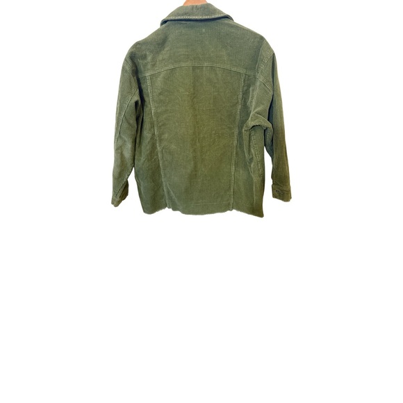 Zara Olive Corduroy button up shirt jacket  with raw edges size extra small - Picture 5 of 6